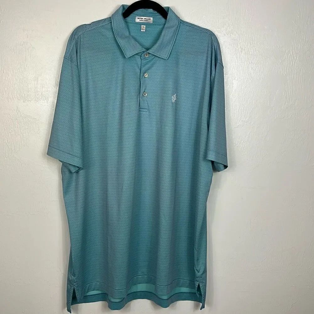 Peter Millar Summer Comfort Geo Pattern Short Sleeve Polo Shirt Size XL